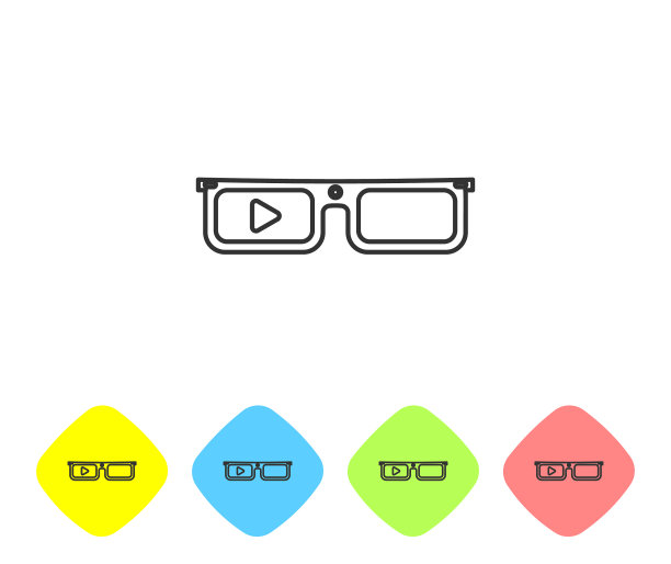 灰色智能眼镜安装在眼镜线图标图片下载