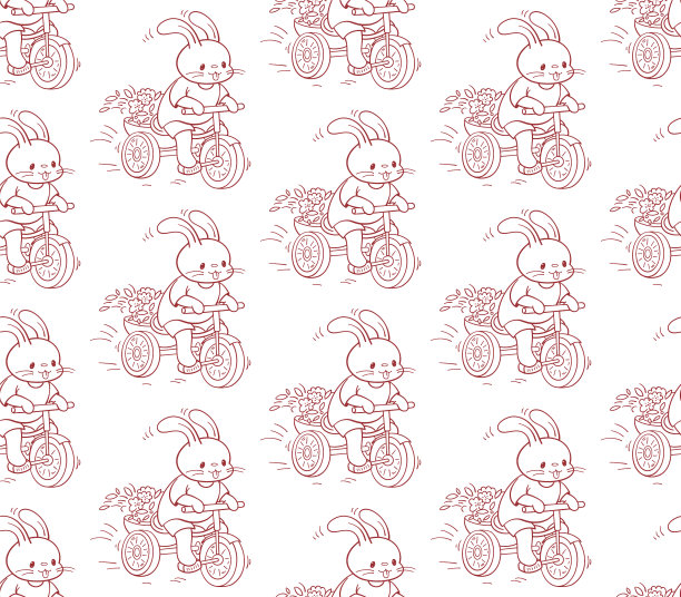 无缝图案与有趣的卡通兔子图片下载