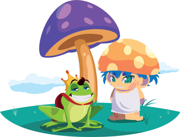 癞蛤蟆王子和蘑菇精灵在花园里图片下载