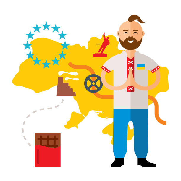 概念乌克兰危机平面风格丰富多彩图片下载