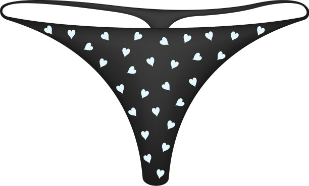 女性内裤在黑色设计与白色心图片下载