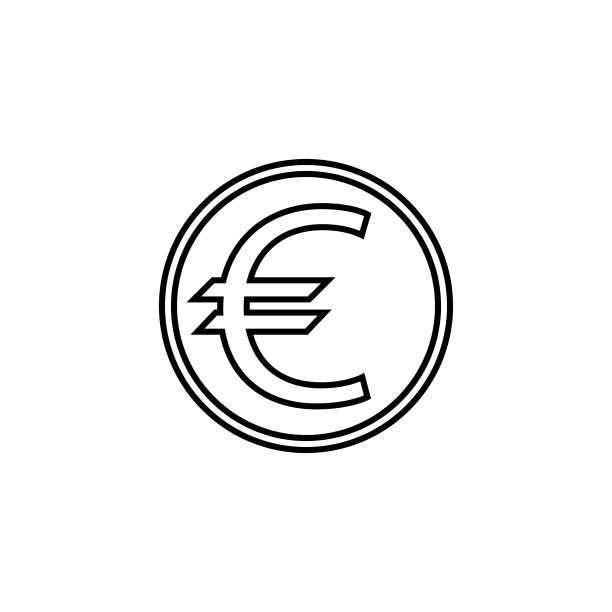 欧元硬币线条图标金融与商业图片下载