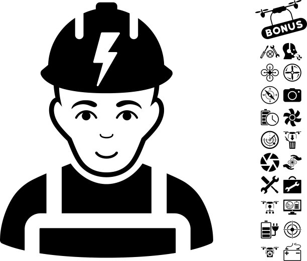 电工图标与直升机工具奖金图片下载
