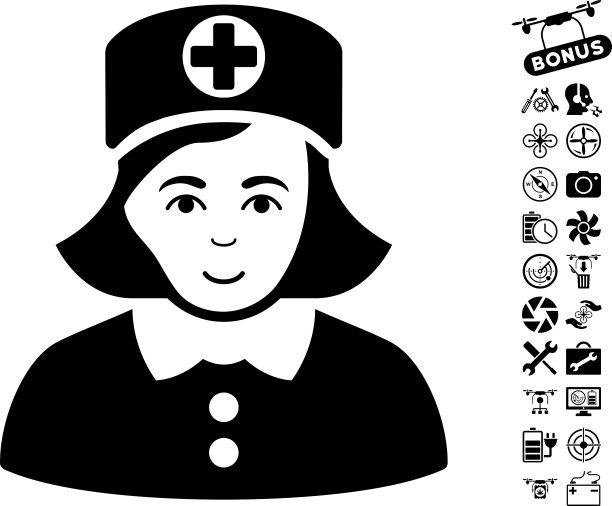 护士图标与直升机工具奖金图片下载