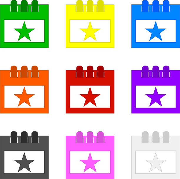 设置彩色生日日历孤立在白色图片下载