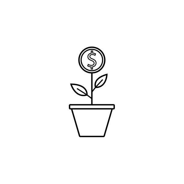 金融商业金钱植物线条图标图片下载
