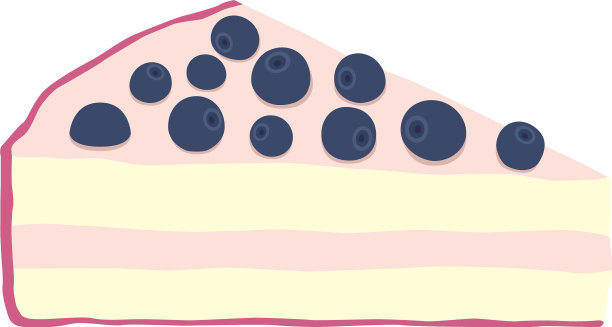 蓝莓芝士蛋糕在扁平风格孤立的蛋糕图片下载