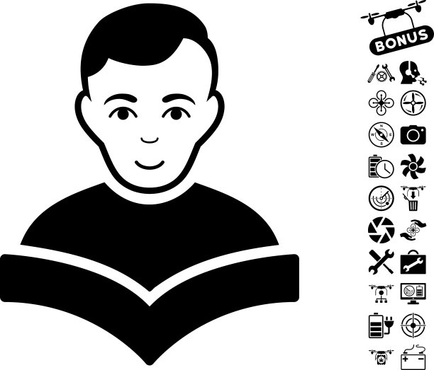 学生图标与直升机工具奖金图片下载