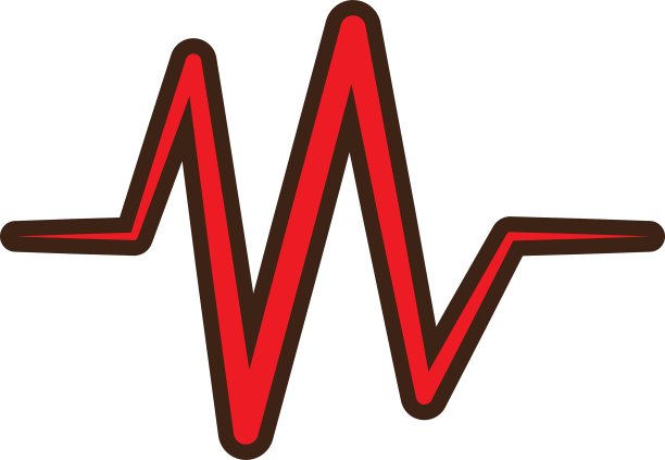 红色的心脏脉搏节奏图标图片下载