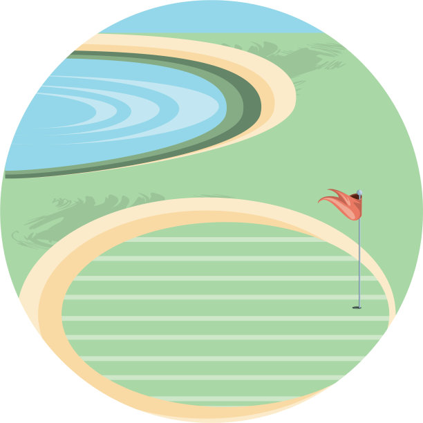 圆形框架与场地高尔夫球图片下载