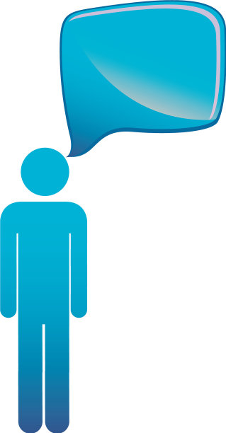 象形蓝色男性图形与方形对话框图片下载