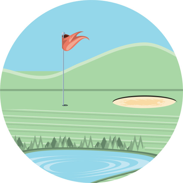 圆形框架与场地高尔夫球图片下载