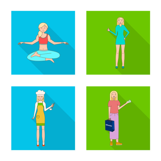 孤立对象女人和身体标志集图片下载