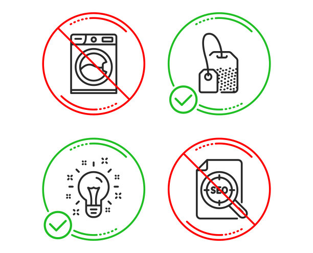 创意洗衣机和茶包图标设置seo图片下载