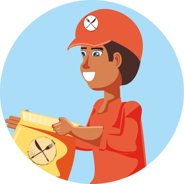 带着快餐袋的快递员图片下载