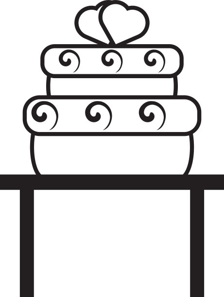 象形大蛋糕与心形婚礼桌上图片下载