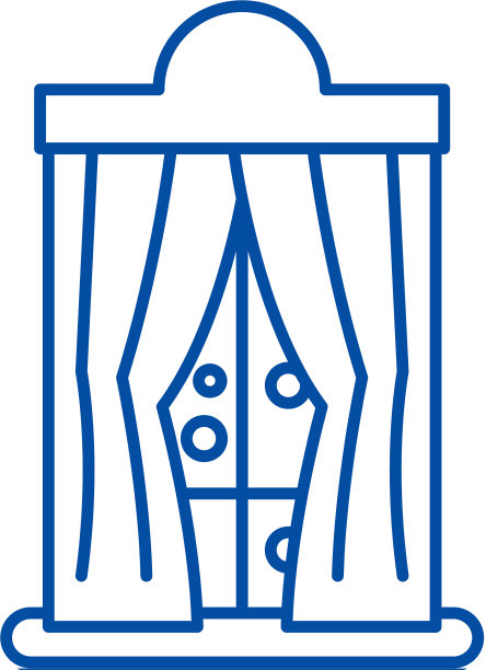 窗户与窗帘在冬季线图标概念图片下载