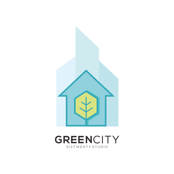 绿色完整的房地产模板标志图标图片下载