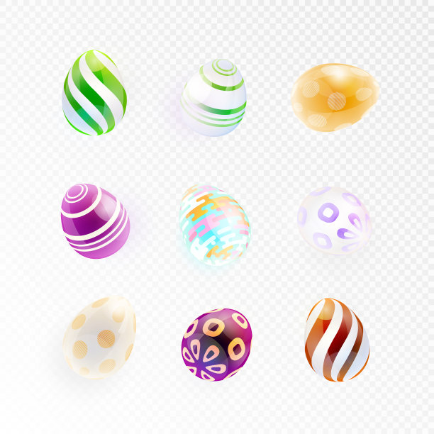 一套带有抽象图案的玻璃蛋图片下载