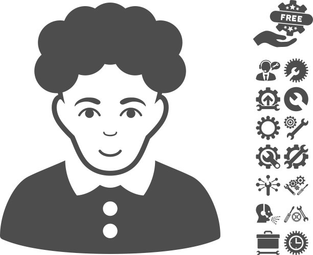 褐发女人图标与工具奖金图片下载