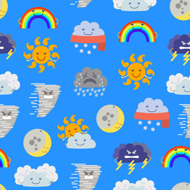 卡通人物天气预报无缝衔接图片下载