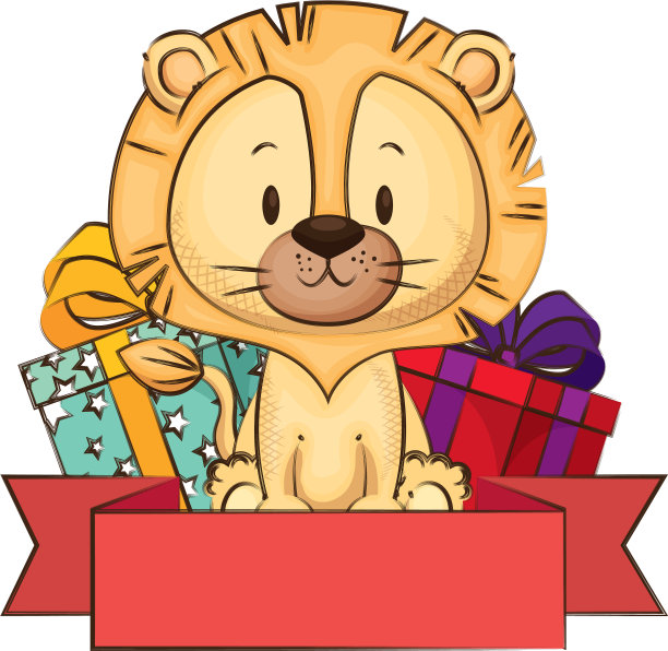 可爱可爱的狮子与礼物图片下载