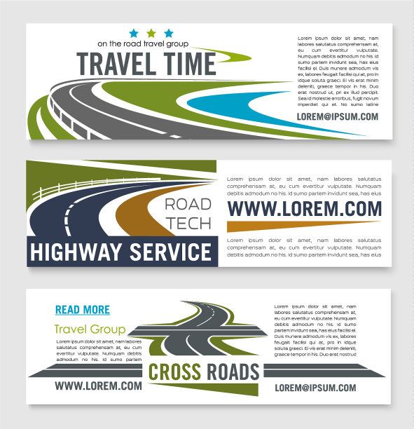 公路旅行和公路服务横幅模板图片下载