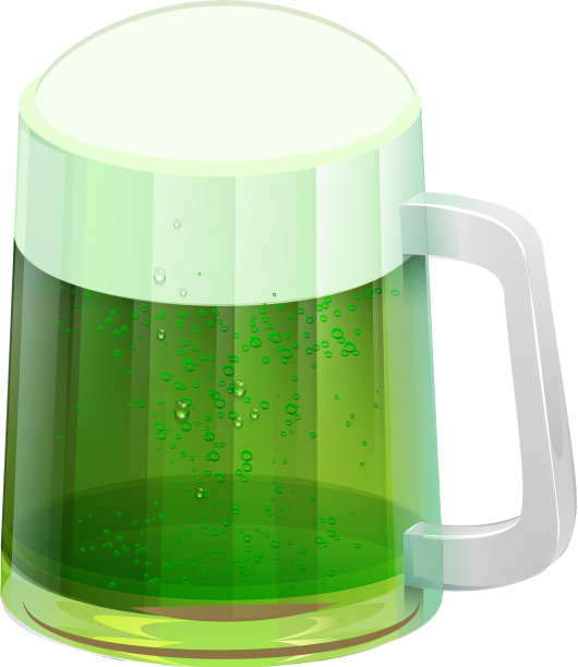 玻璃马克杯绿色啤酒啤酒圣帕特里克节图片下载