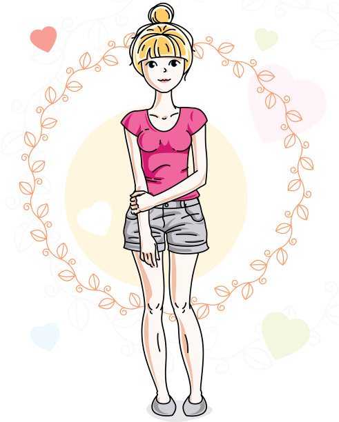 年轻美丽的金发女子站在五颜六色的图片下载