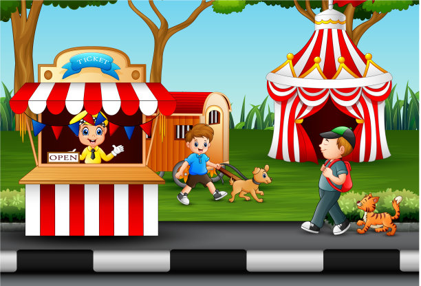 快乐的人们在游乐园玩得开心图片下载