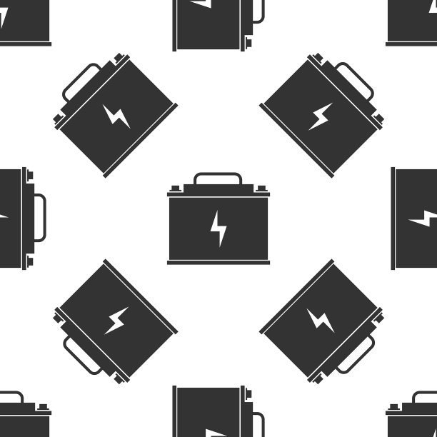 灰色汽车电池图标隔离无缝模式上图片下载