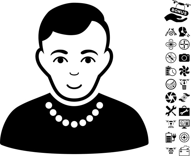 时髦的家伙图标与飞行无人机工具奖金图片下载