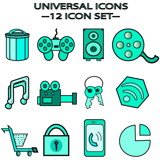 12个涂鸦图标集-通用图标图片下载