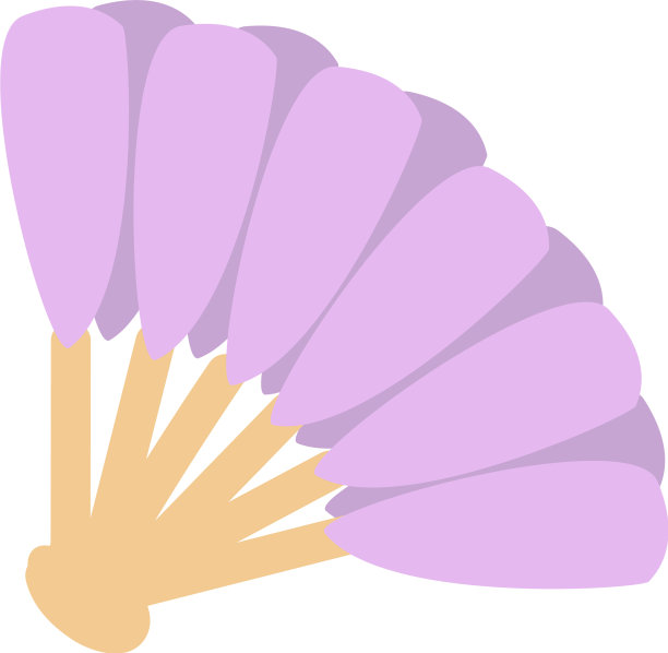 亚洲扇子手绘设计，白色背景图片下载