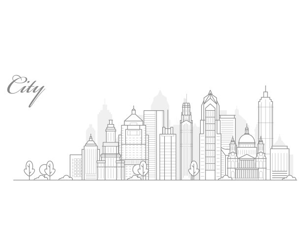 城市景观模板细线城市景观视图图片下载