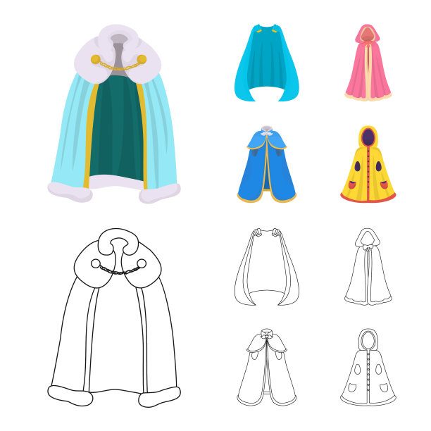 孤立对象的材料和服装图标设置图片下载