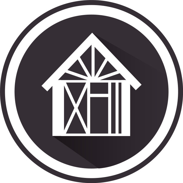 黑白圆形象形文字与房子图片下载