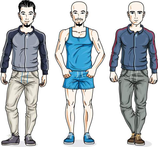 英俊的年轻人群站着穿着时髦图片下载