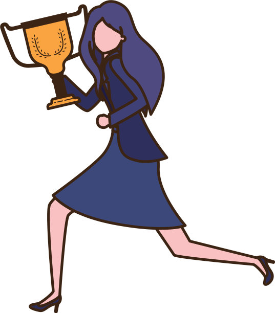 拥有奖杯型角色的女商人图片下载