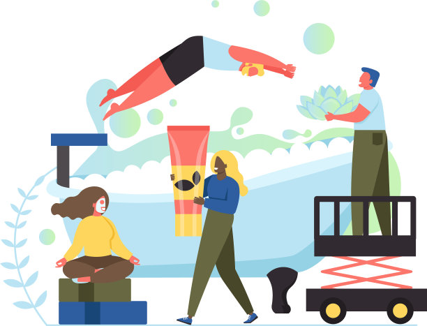 水疗程序概念平面风格设计图片下载