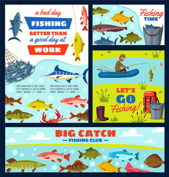 渔民和渔业项目鱼和钓具图片下载