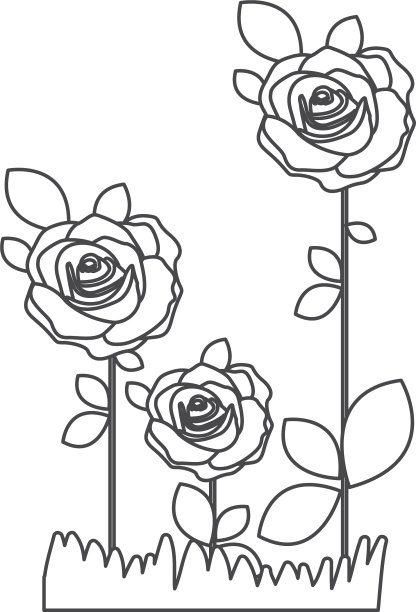 剪影素描玫瑰种植的叶子和图片下载