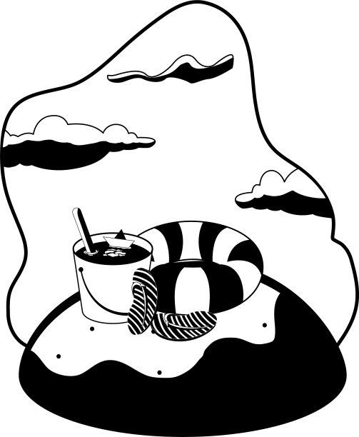 夏季沙滩与浮子和图标图片下载