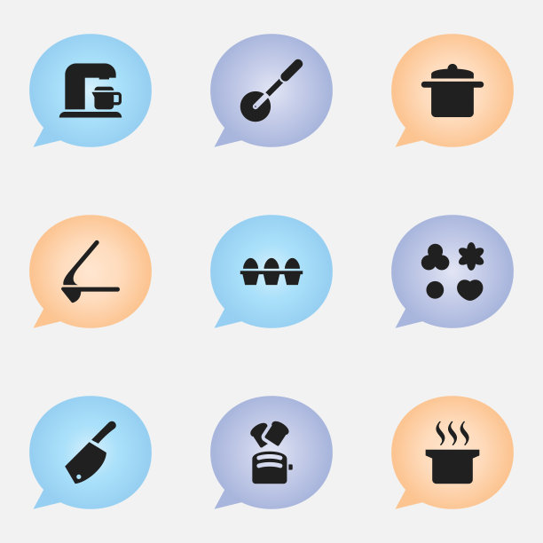 一套9可编辑的食物图标包括符号图片下载