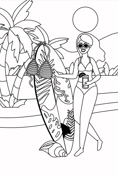 女孩与夏季泳衣设计图片下载