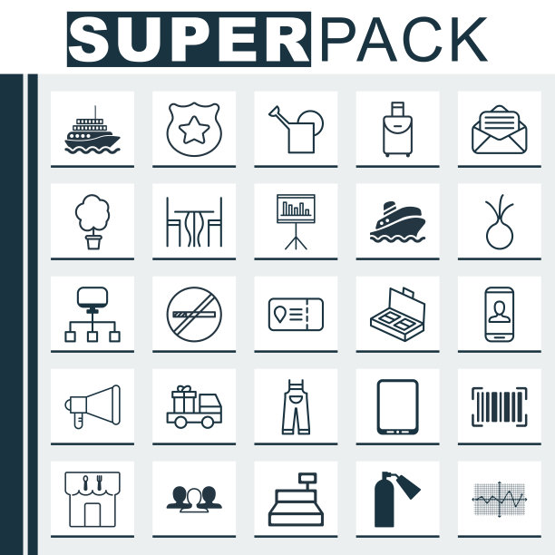 一组25个通用的可编辑图标可以使用图片下载