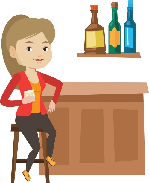 坐在吧台边的女人图片下载