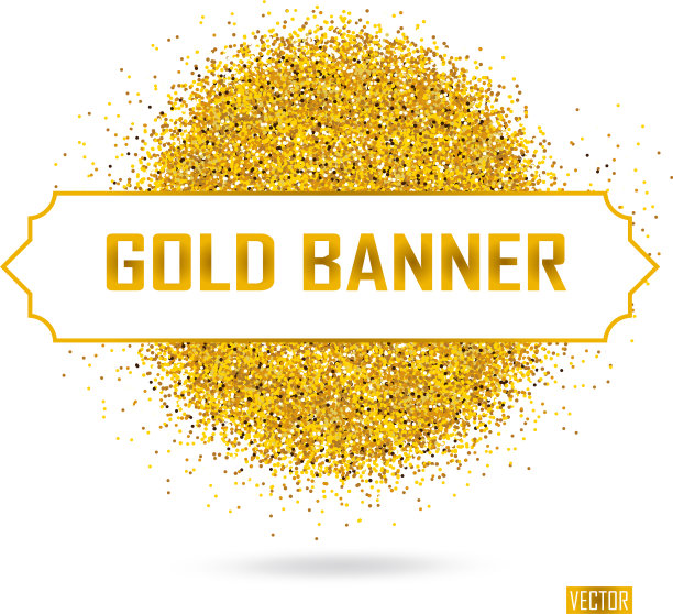 白色背景上的金色旗帜图片下载