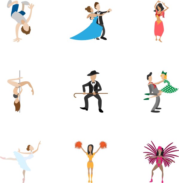 舞蹈图标设置卡通风格图片下载