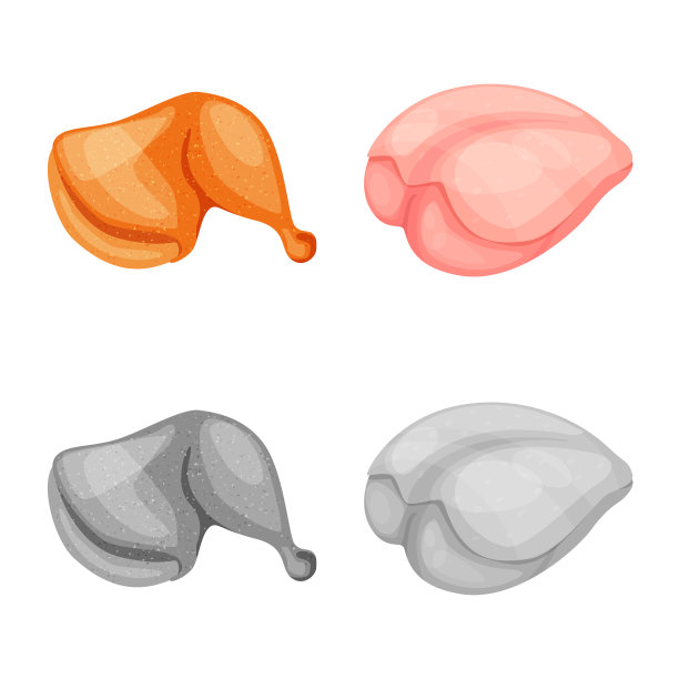 孤立的对象产品和家禽标志集图片下载